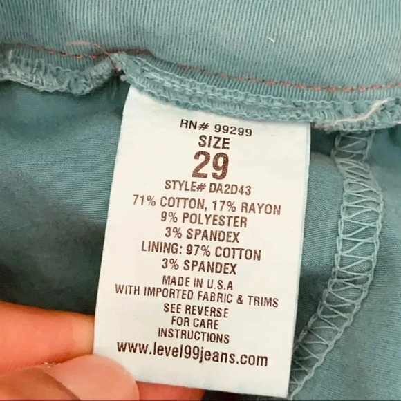 Level 99 Slim Straight Crop Chino Pants Women’s Size 29 Turquoise Anthropologie - Picture 11 of 13